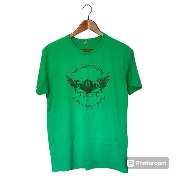 Hustling or Hustled Life Pool Green S/S T-Shirt Men's Size M Run Out Sportswear - Picture 1 of 7